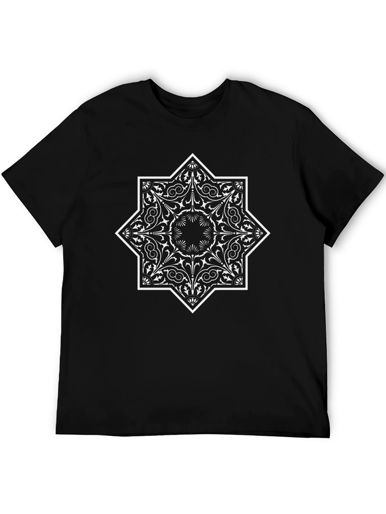 Geometric Star Graphic Tee - Black