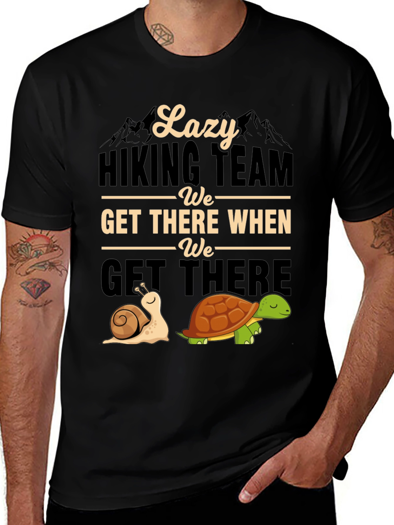 Lazy Hiking Team T-Shirt Funny Snail & Turtle Tee