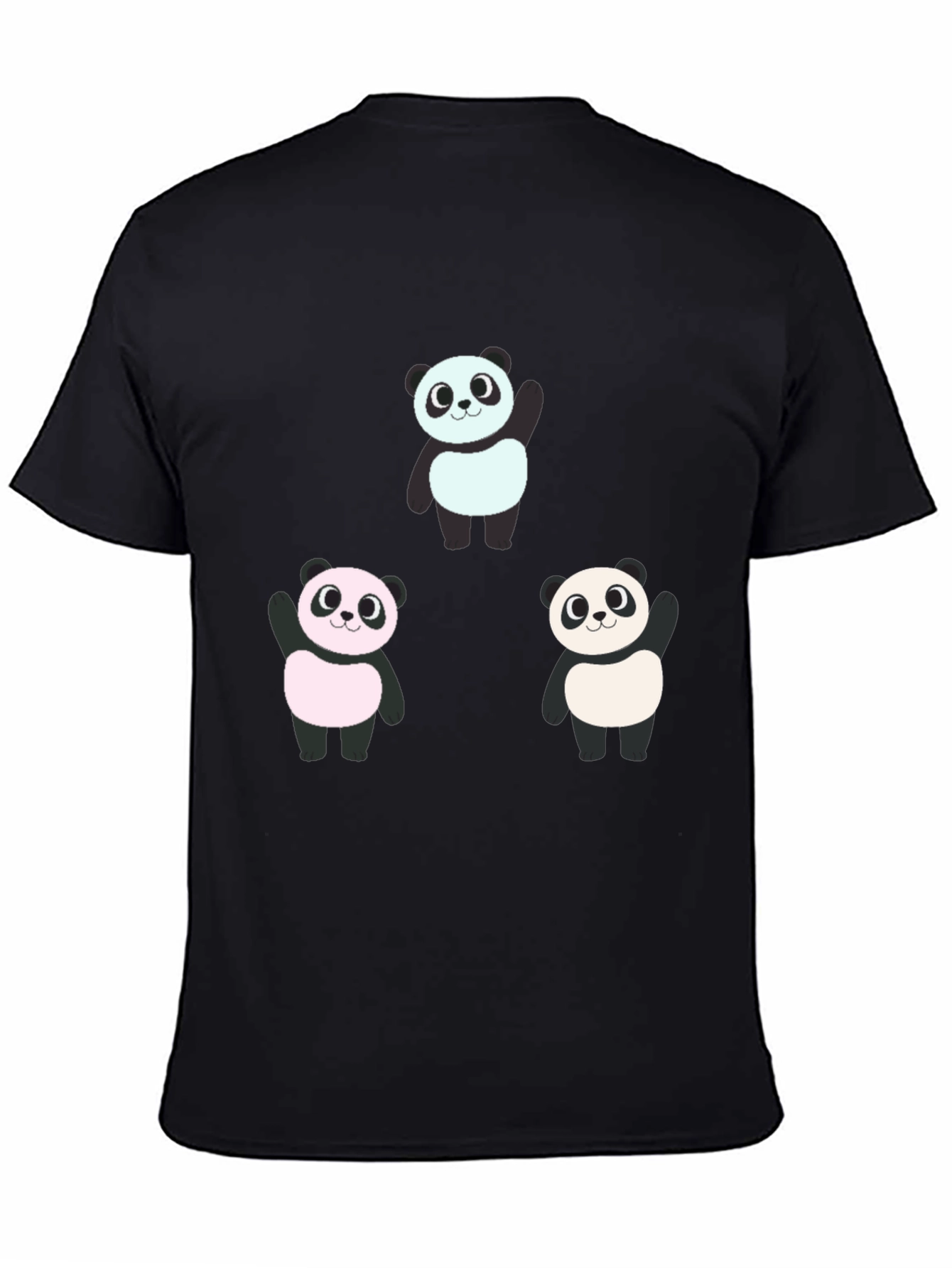 Cute Panda Graphic Tee - Black Cotton Blend