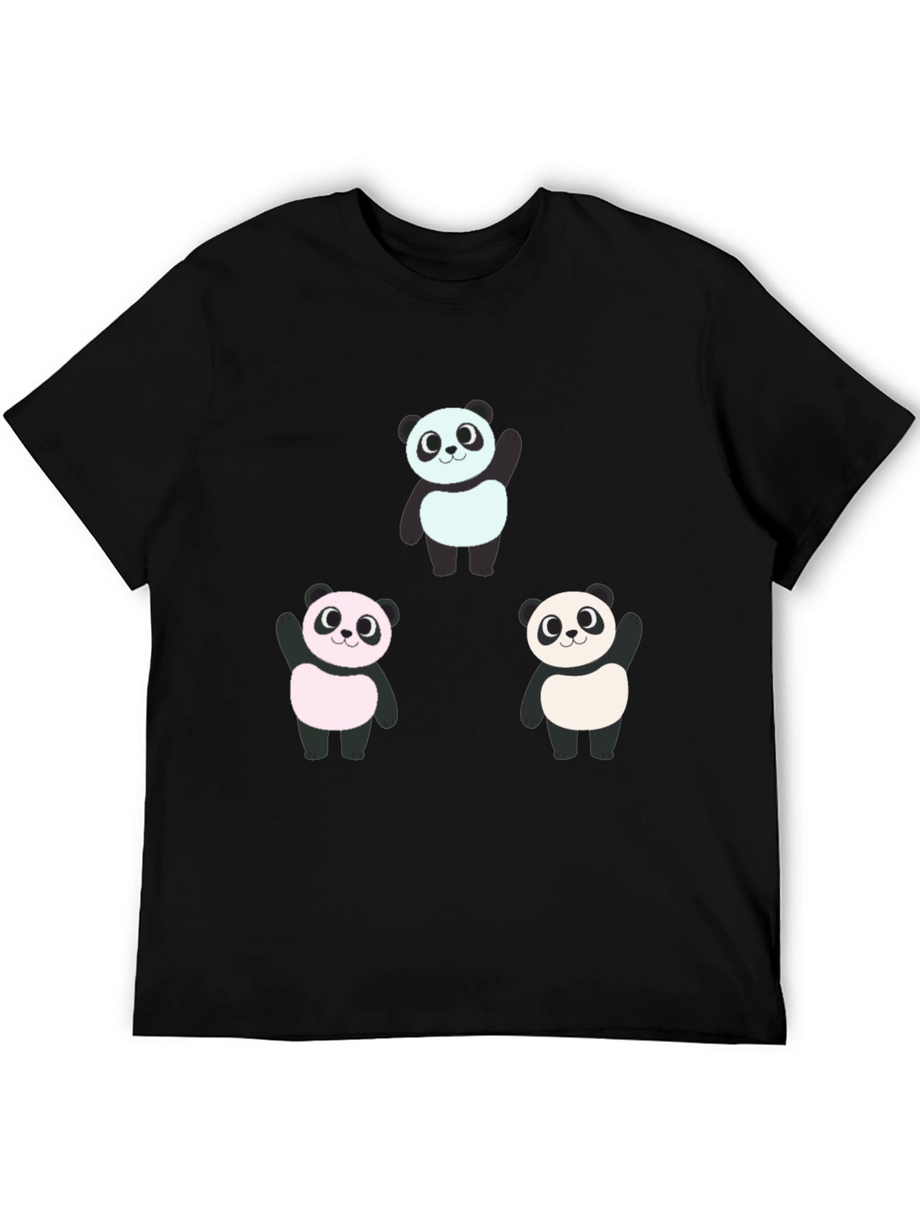 Cute Panda Graphic Tee - Black Cotton Blend