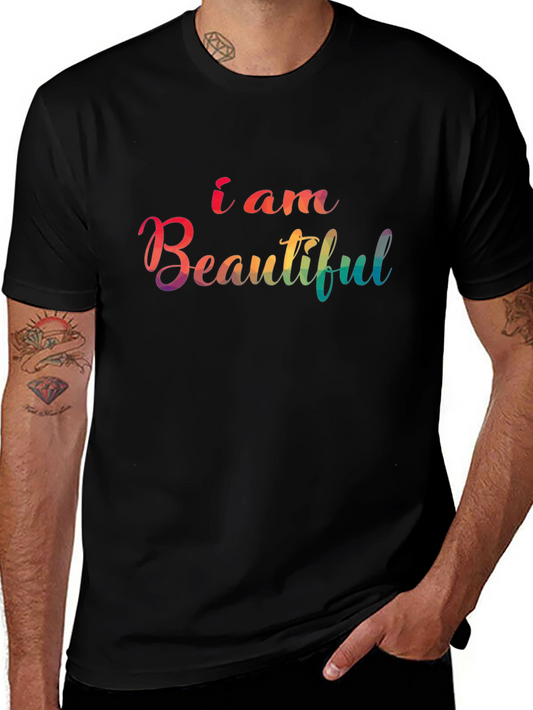 I am Beautiful Rainbow Graphic Tee - Black