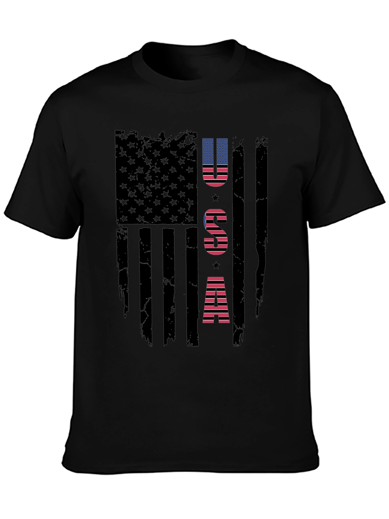 USA Flag Graphic Print Crew Neck T-Shirt