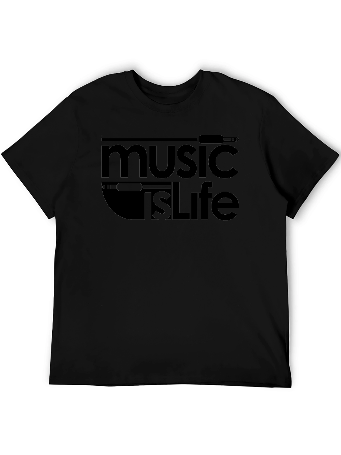 Music is Life Black Graphic T-Shirt