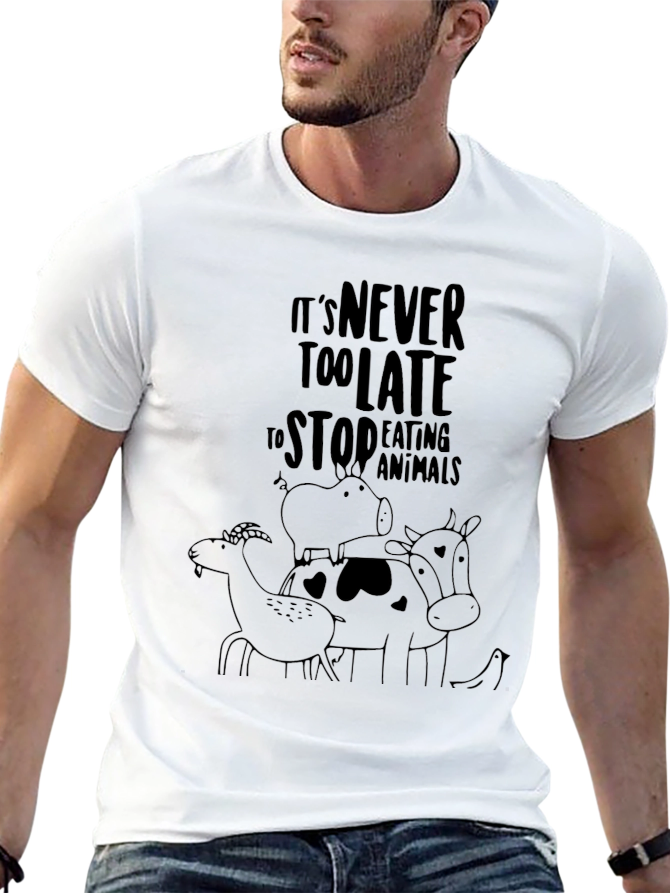 Vegan Black T-Shirt: Its Never Too Late