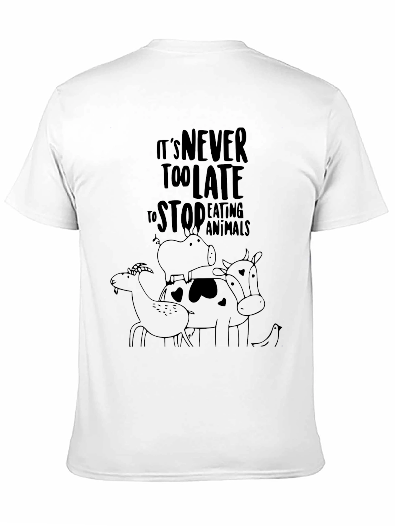 Vegan Black T-Shirt: Its Never Too Late