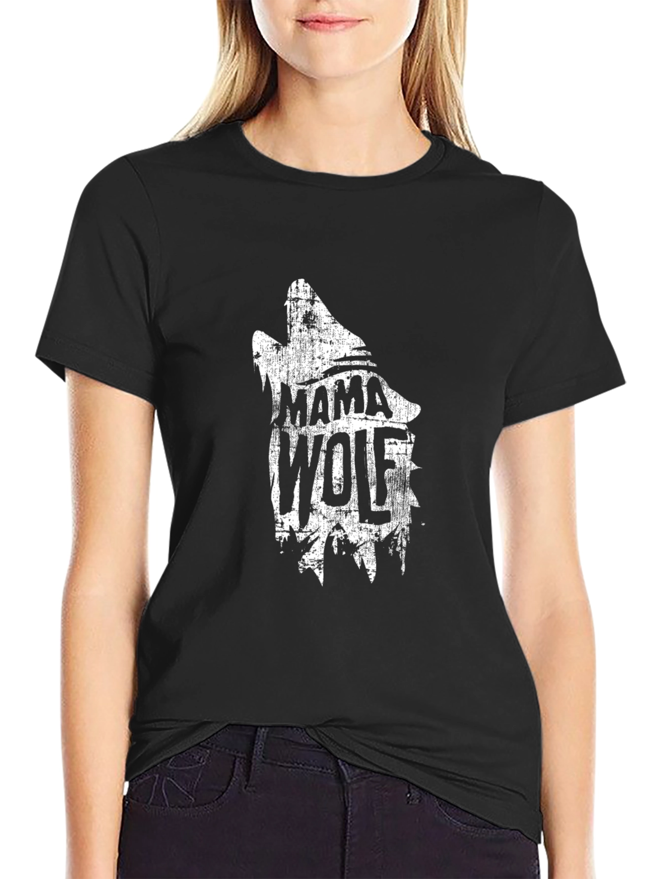 Mama Wolf Graphic Tee - Black