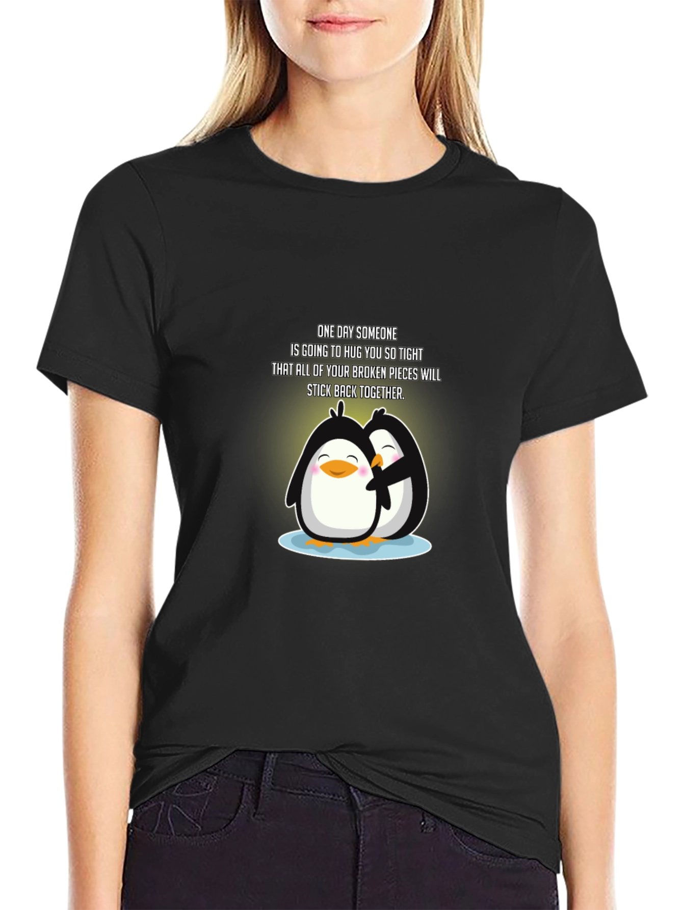 Penguin Hugs T-Shirt: Broken Pieces Stick Together