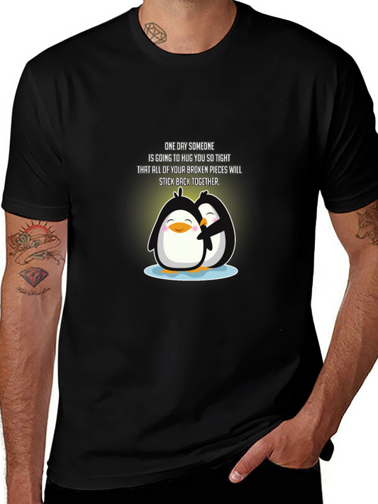 Penguin Hugs T-Shirt: Broken Pieces Stick Together