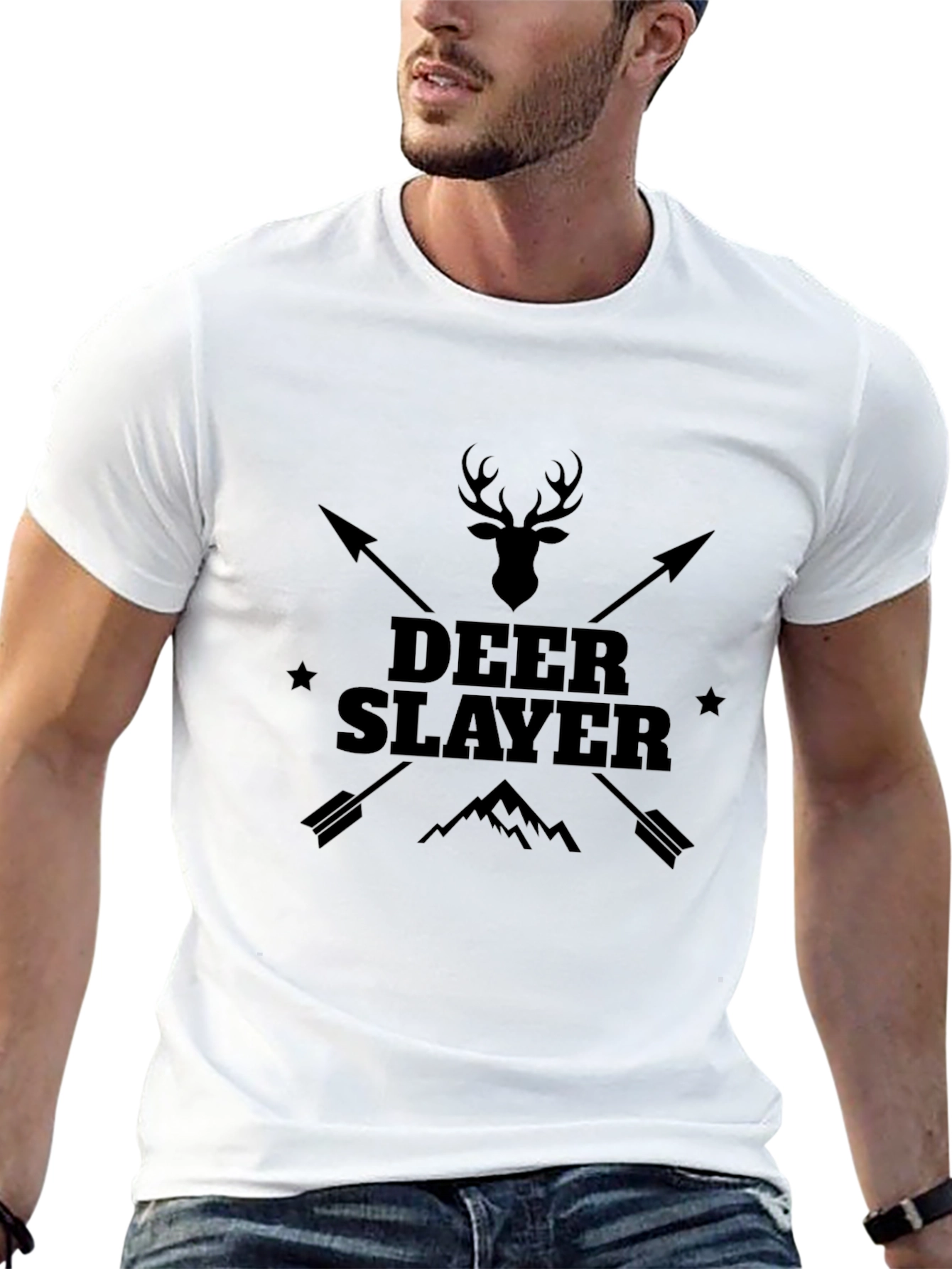Deer Slayer Graphic Tee - Black Cotton T-Shirt