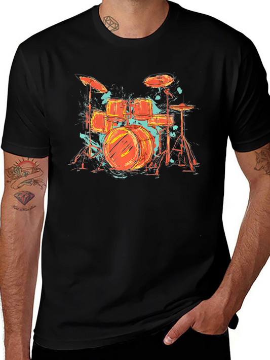 Drum Set Graphic Tee - Band Lovers Black T-Shirt