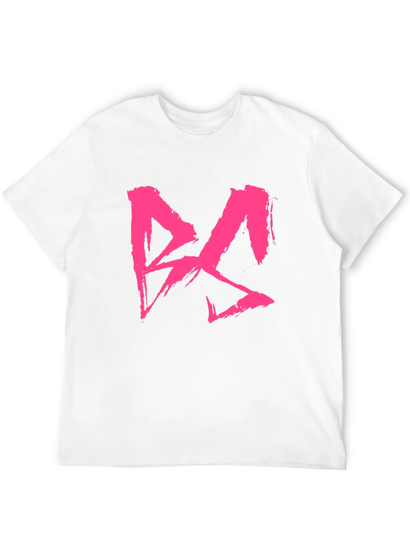 Black T-Shirt with Bold Pink Brushstroke Graphic Print