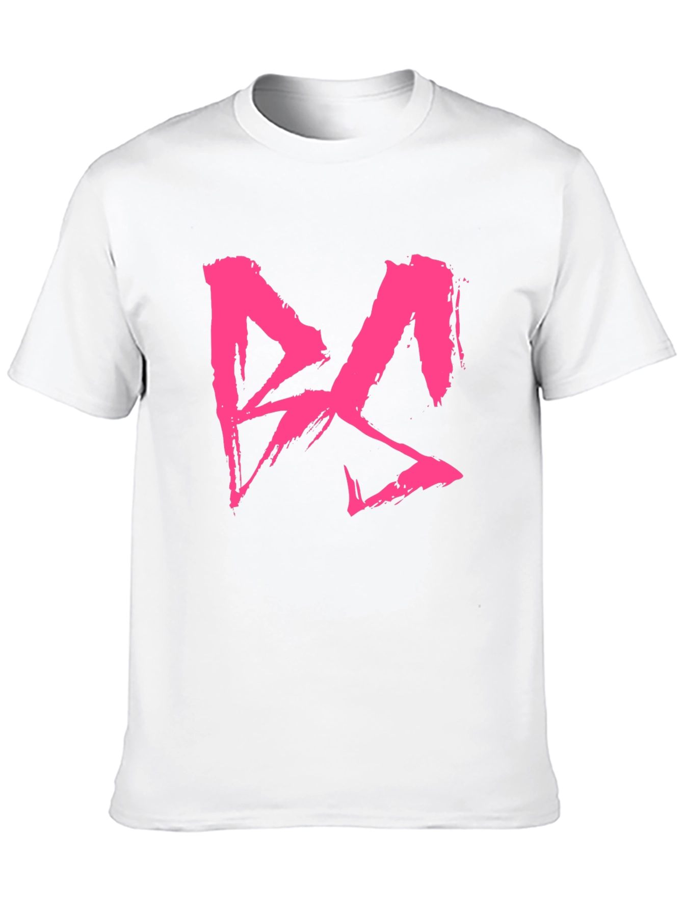 Black T-Shirt with Bold Pink Brushstroke Graphic Print