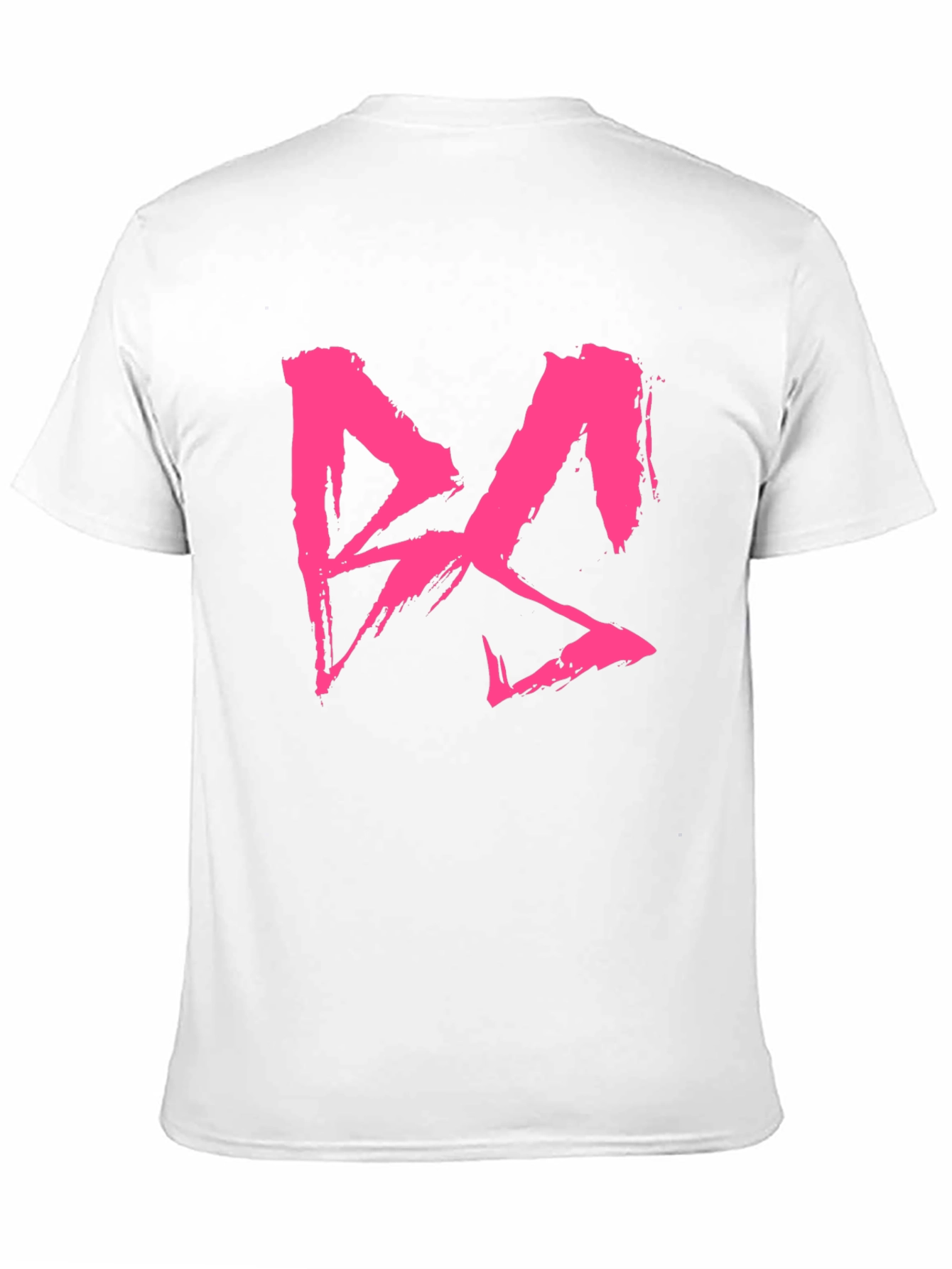 Black T-Shirt with Bold Pink Brushstroke Graphic Print