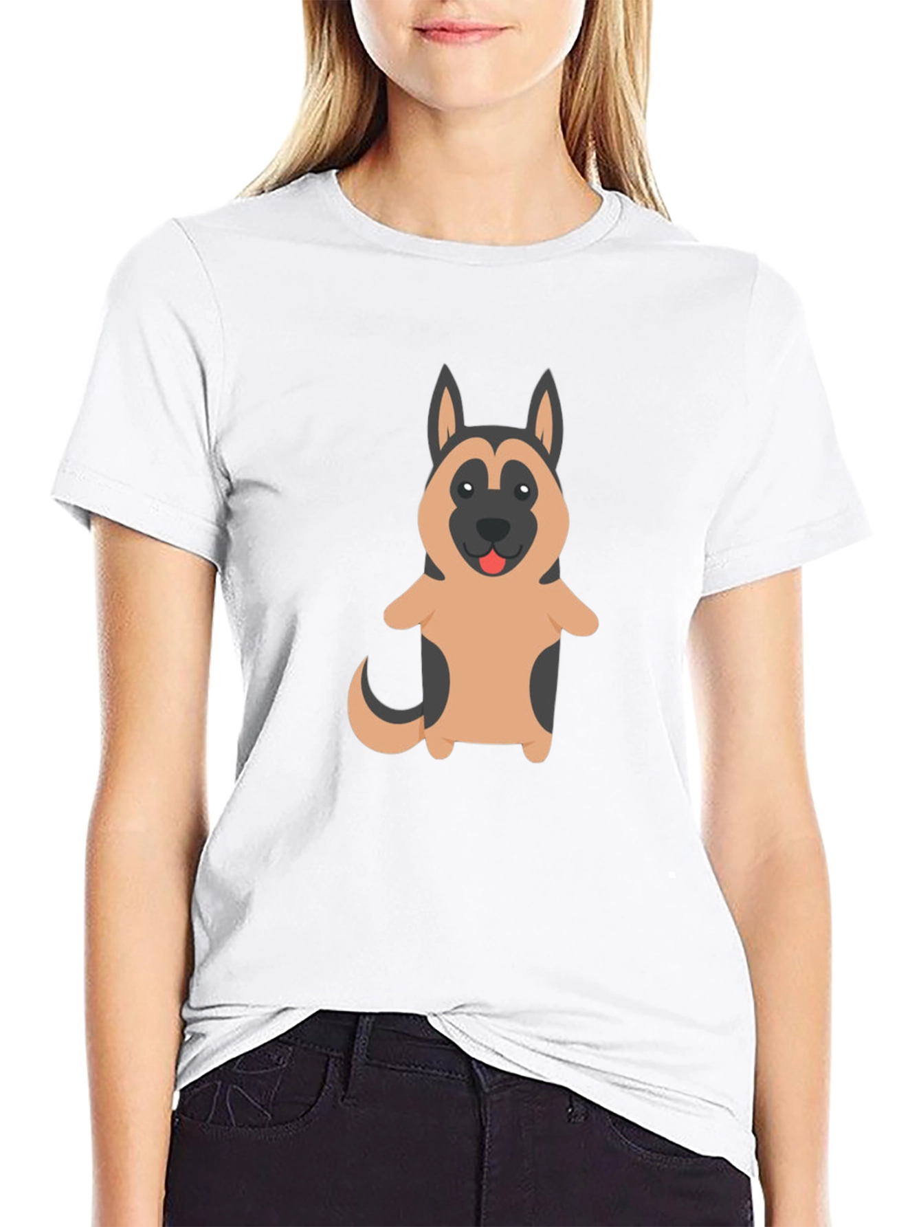 German Shepherd Dog Cartoon Graphic T-Shirt