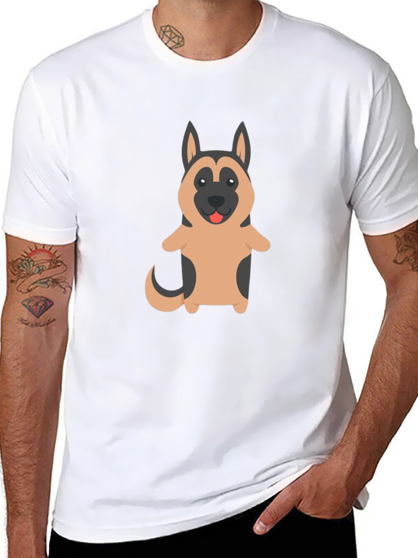 German Shepherd Dog Cartoon Graphic T-Shirt