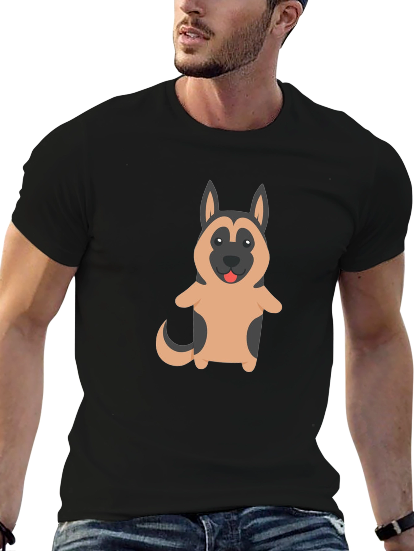 German Shepherd Dog Cartoon Graphic T-Shirt