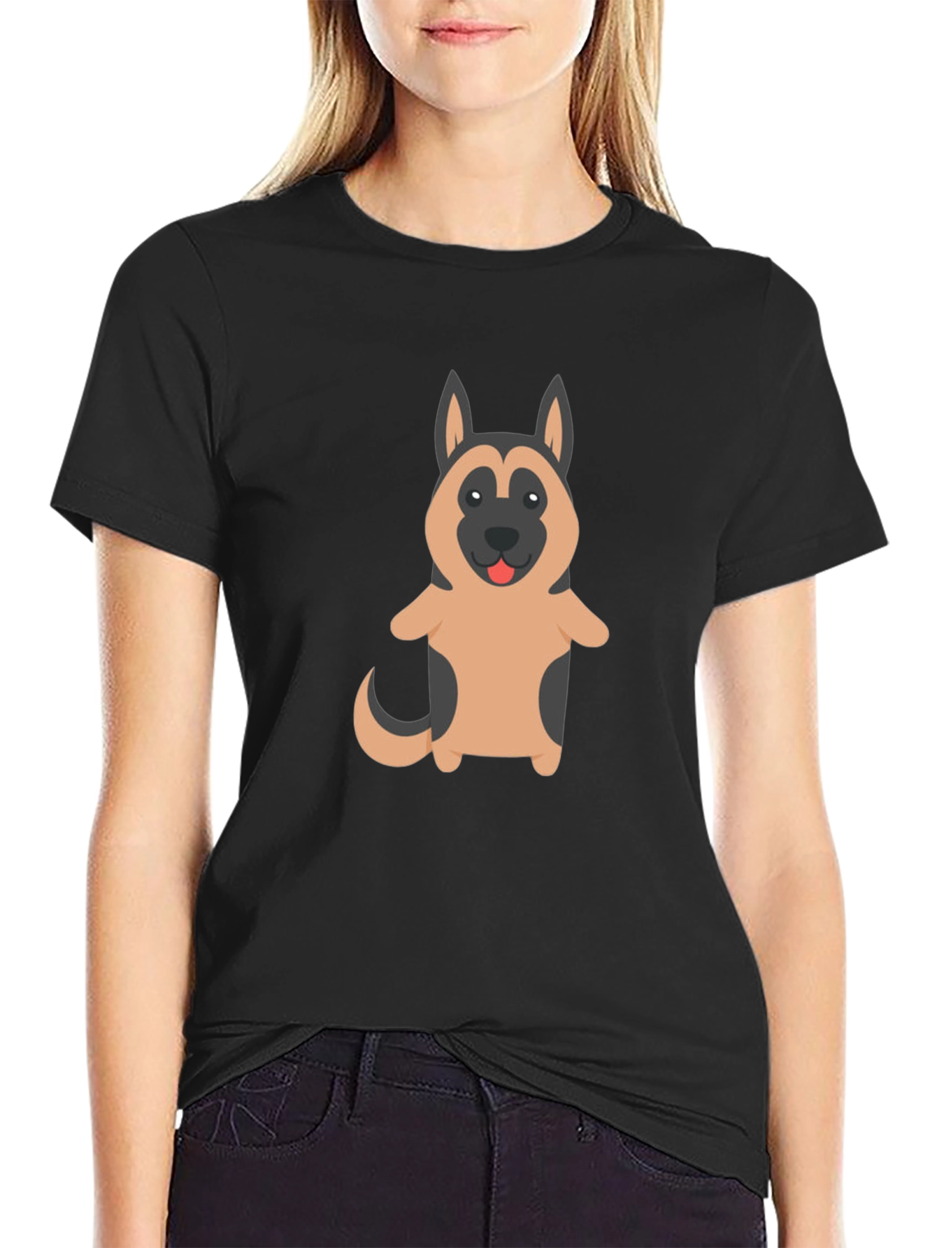 German Shepherd Dog Cartoon Graphic T-Shirt