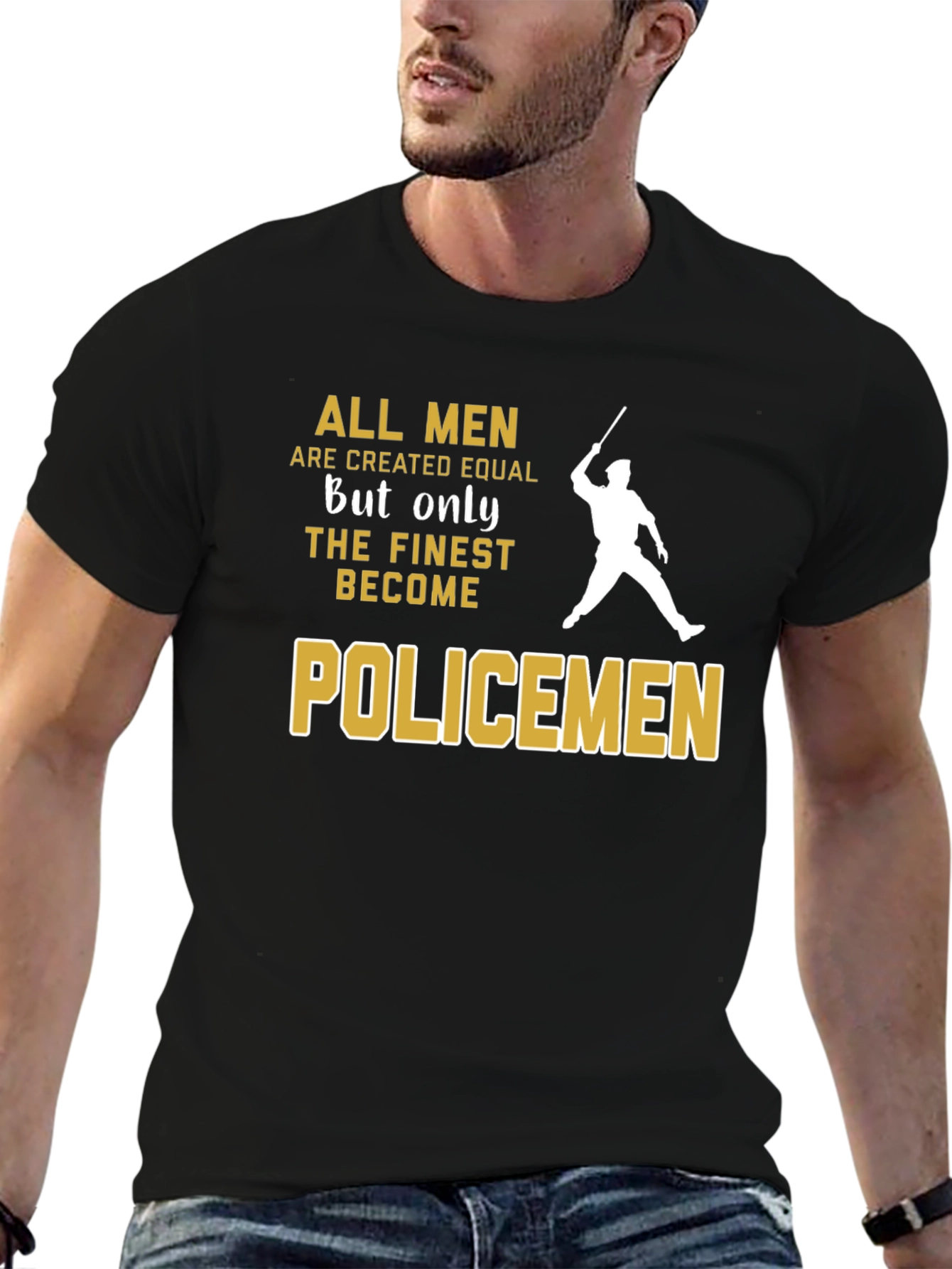 Finest Policemen Graphic T-Shirt - Black Cotton