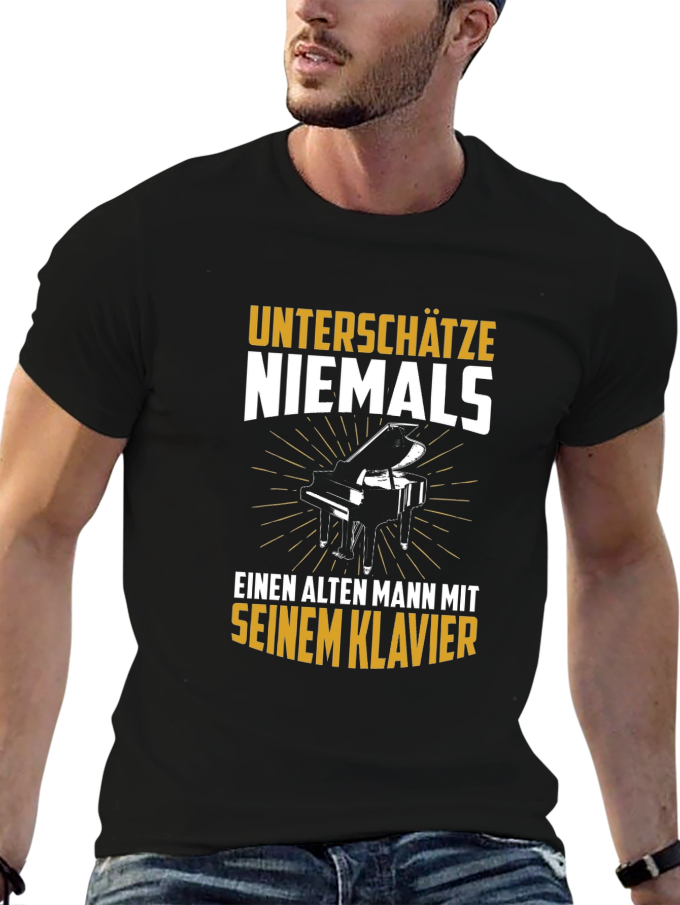 Old Man Piano T-Shirt - Never Underestimate Musician Tee