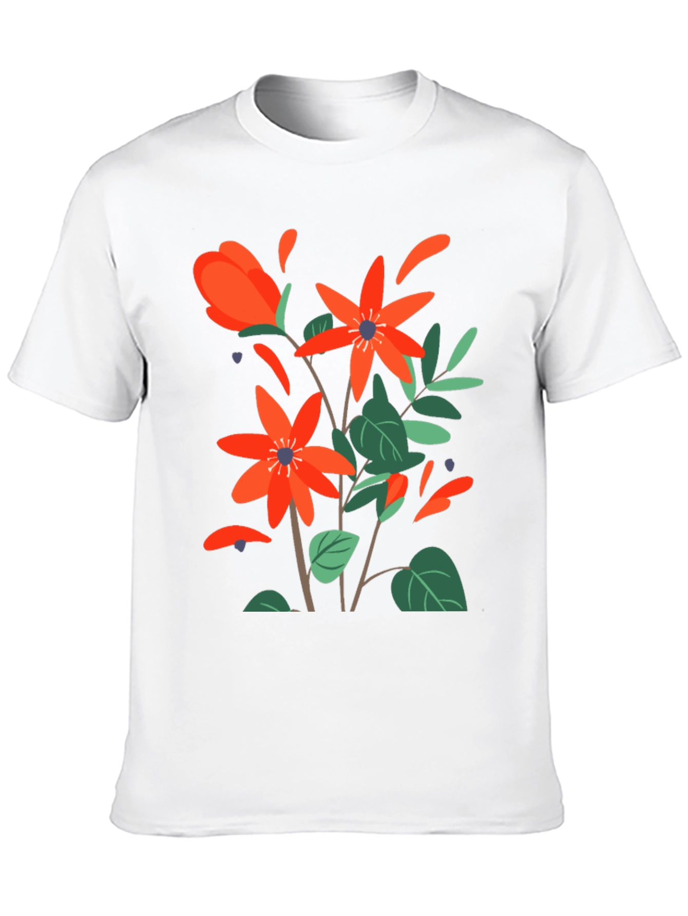Floral Print Mens Black T-Shirt