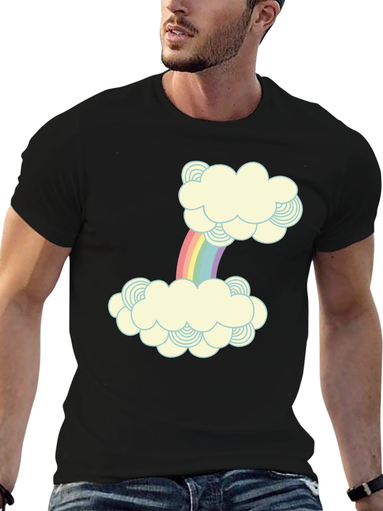 Rainbow Cloud Graphic Print T-Shirt