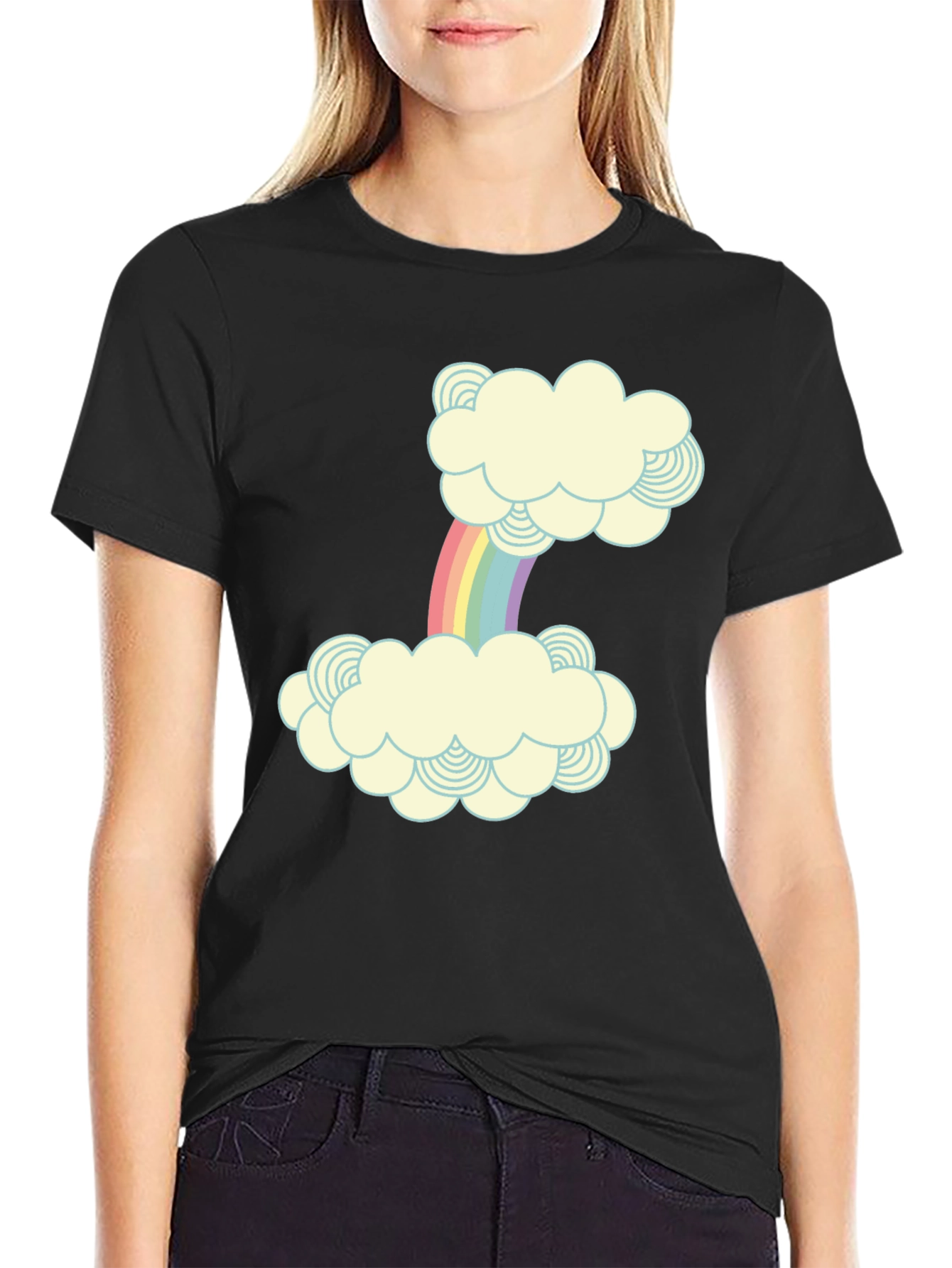 Rainbow Cloud Graphic Print T-Shirt