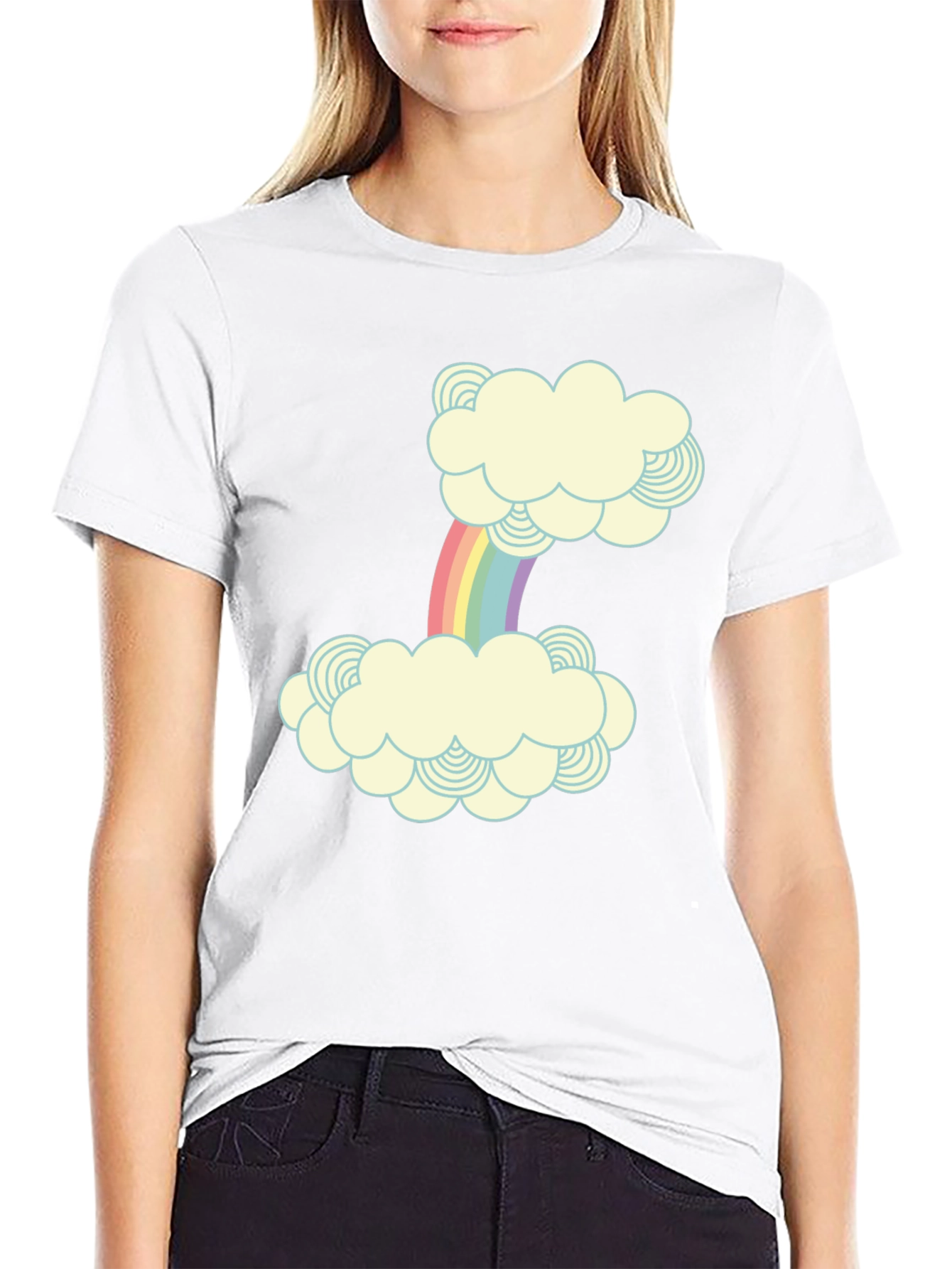 Rainbow Cloud Graphic Print T-Shirt