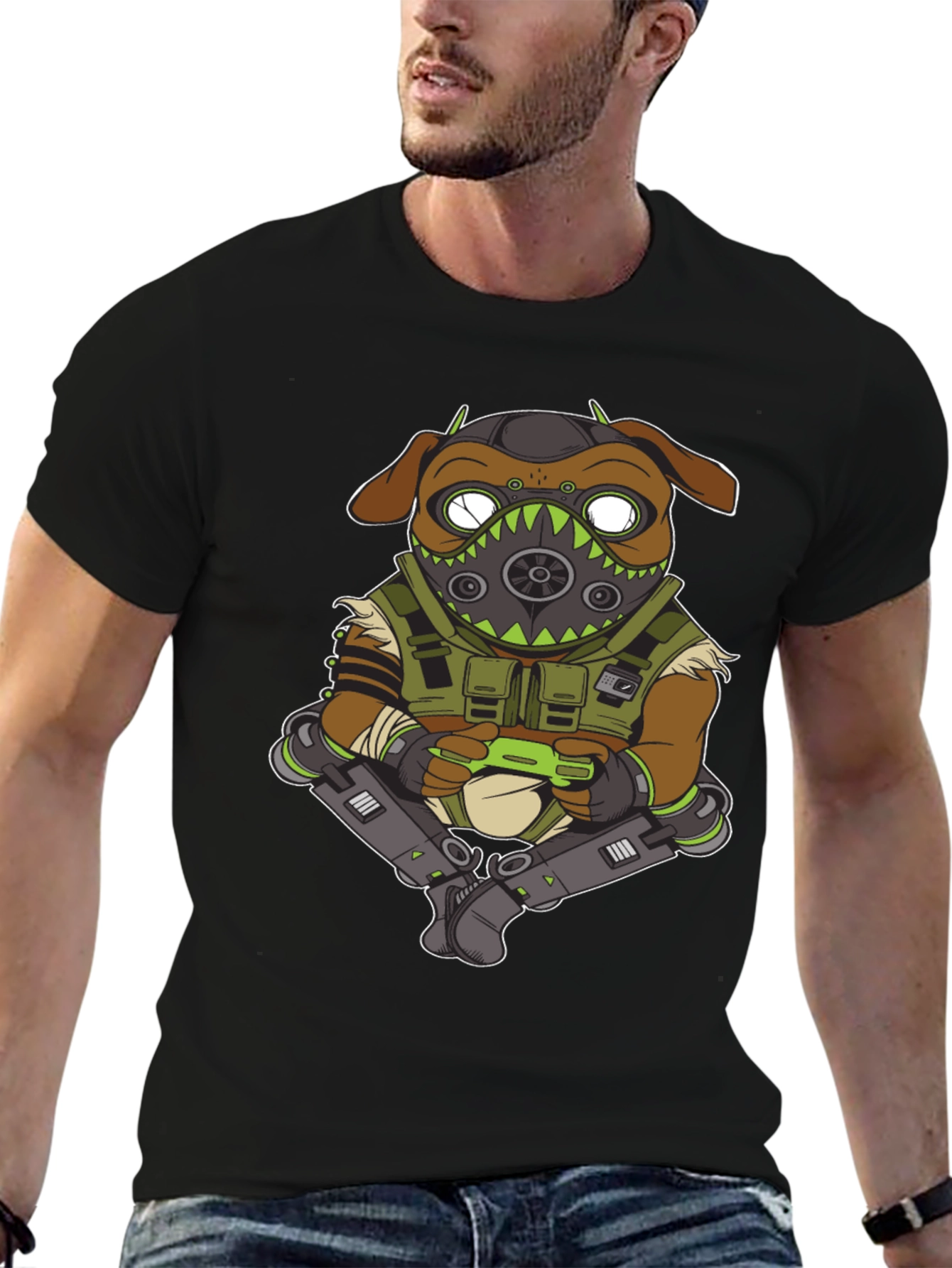 Gaming Pug Black T-Shirt