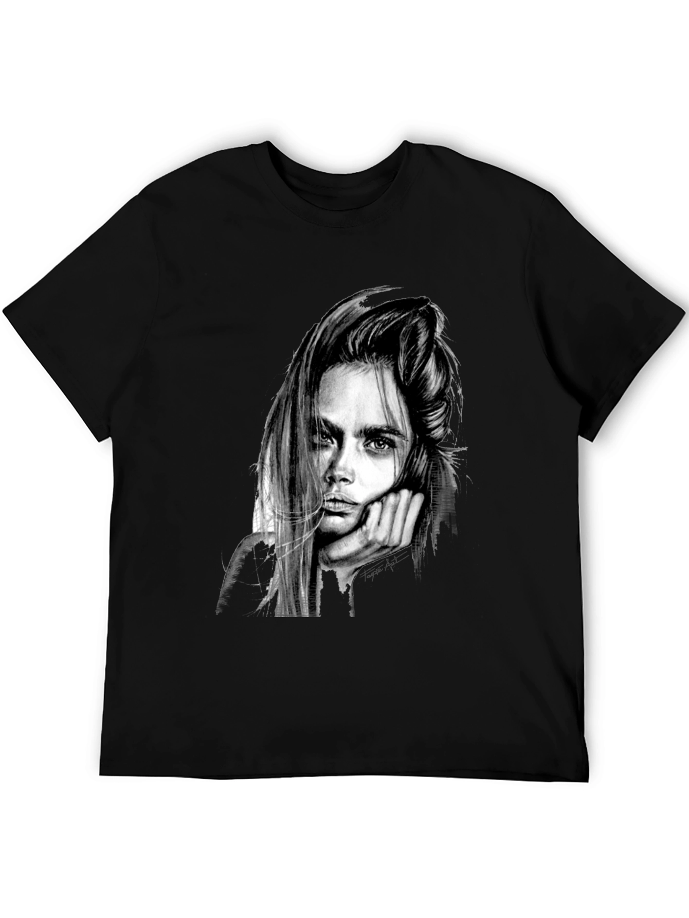 Cara Delevingne Graphic Print Black T-Shirt