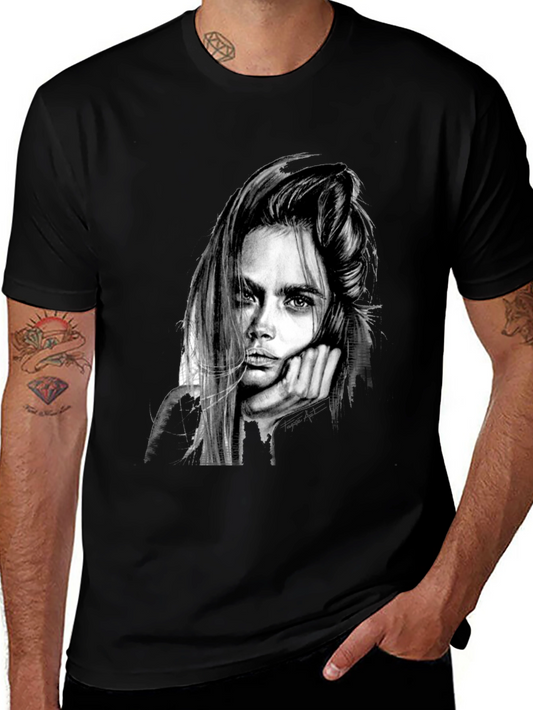 Cara Delevingne Graphic Print Black T-Shirt