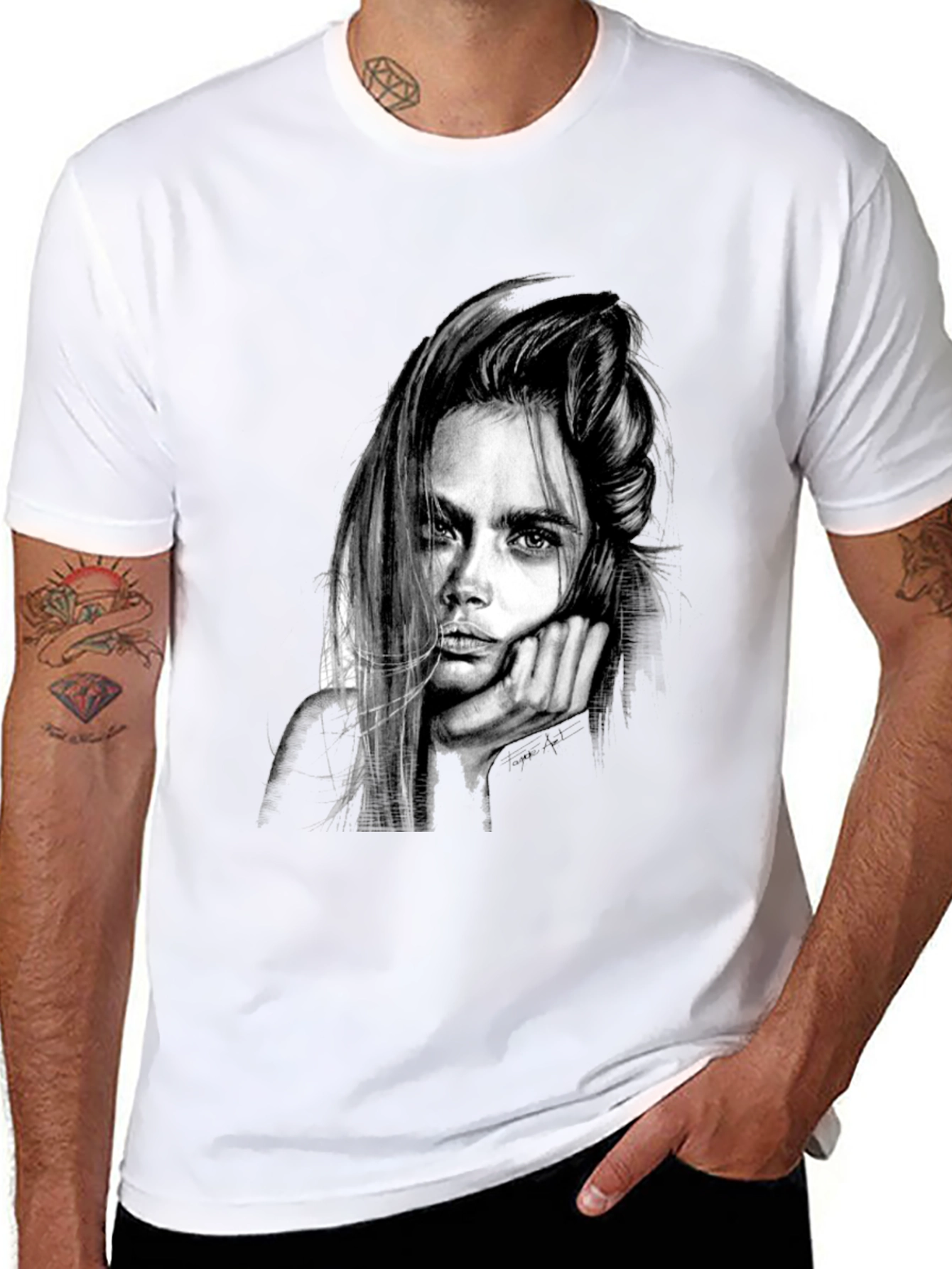 Cara Delevingne Graphic Print Black T-Shirt