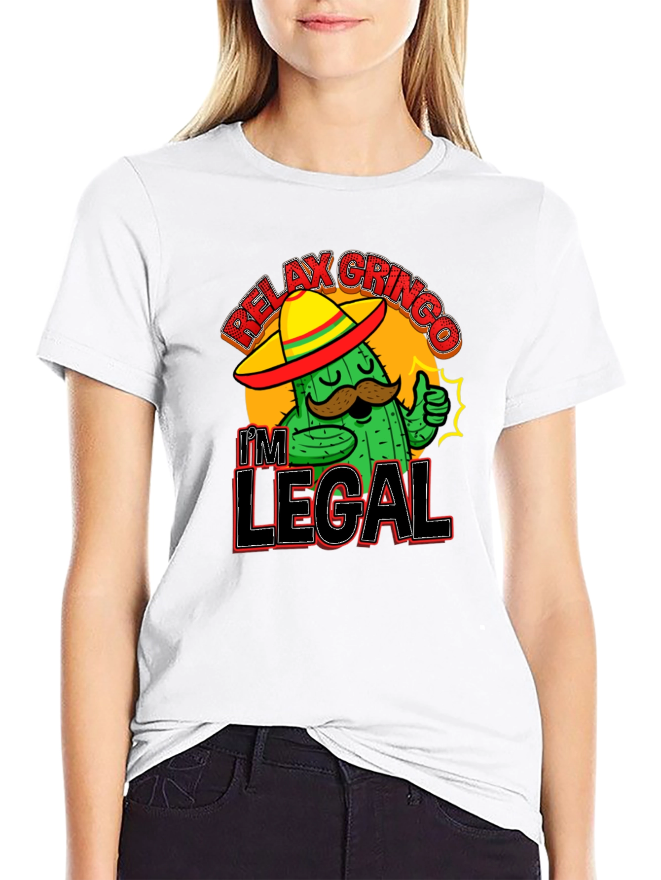 Relax Gringo Im Legal T-Shirt Cactus Sombrero Funny Gift