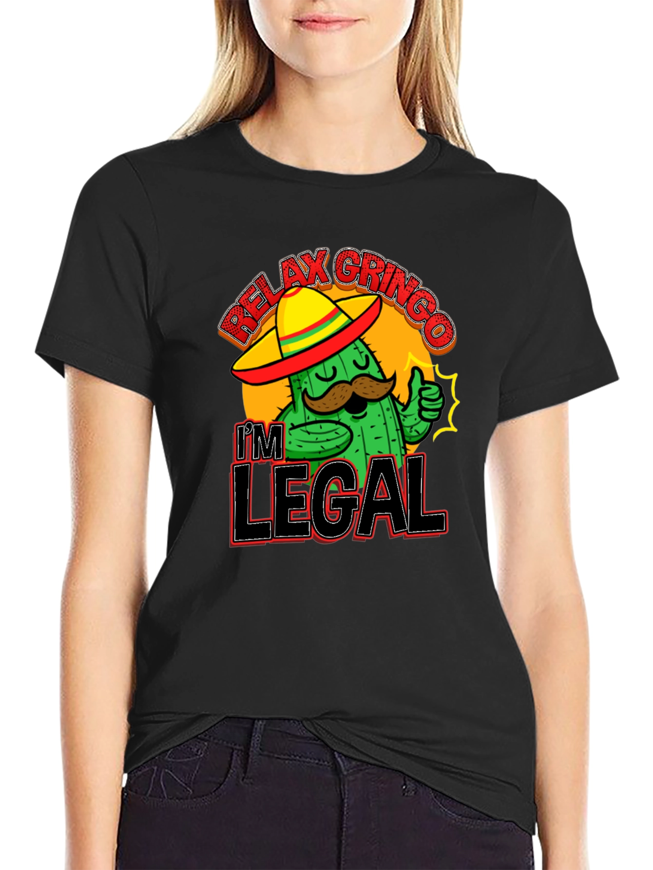 Relax Gringo Im Legal T-Shirt Cactus Sombrero Funny Gift
