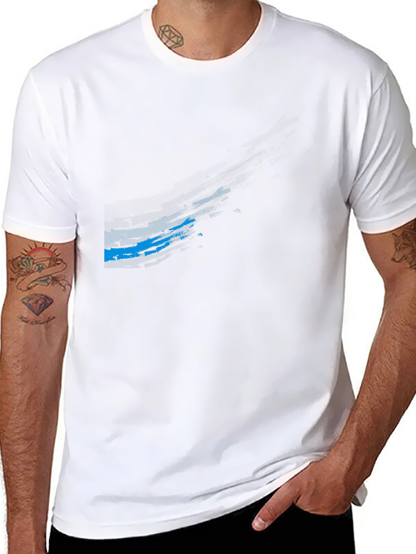 Modern Black T-Shirt with Blue Graphic