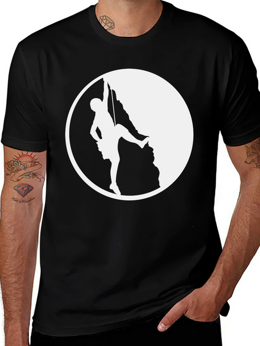 Climber Silhouette Graphic Tee - Black Cotton T-Shirt