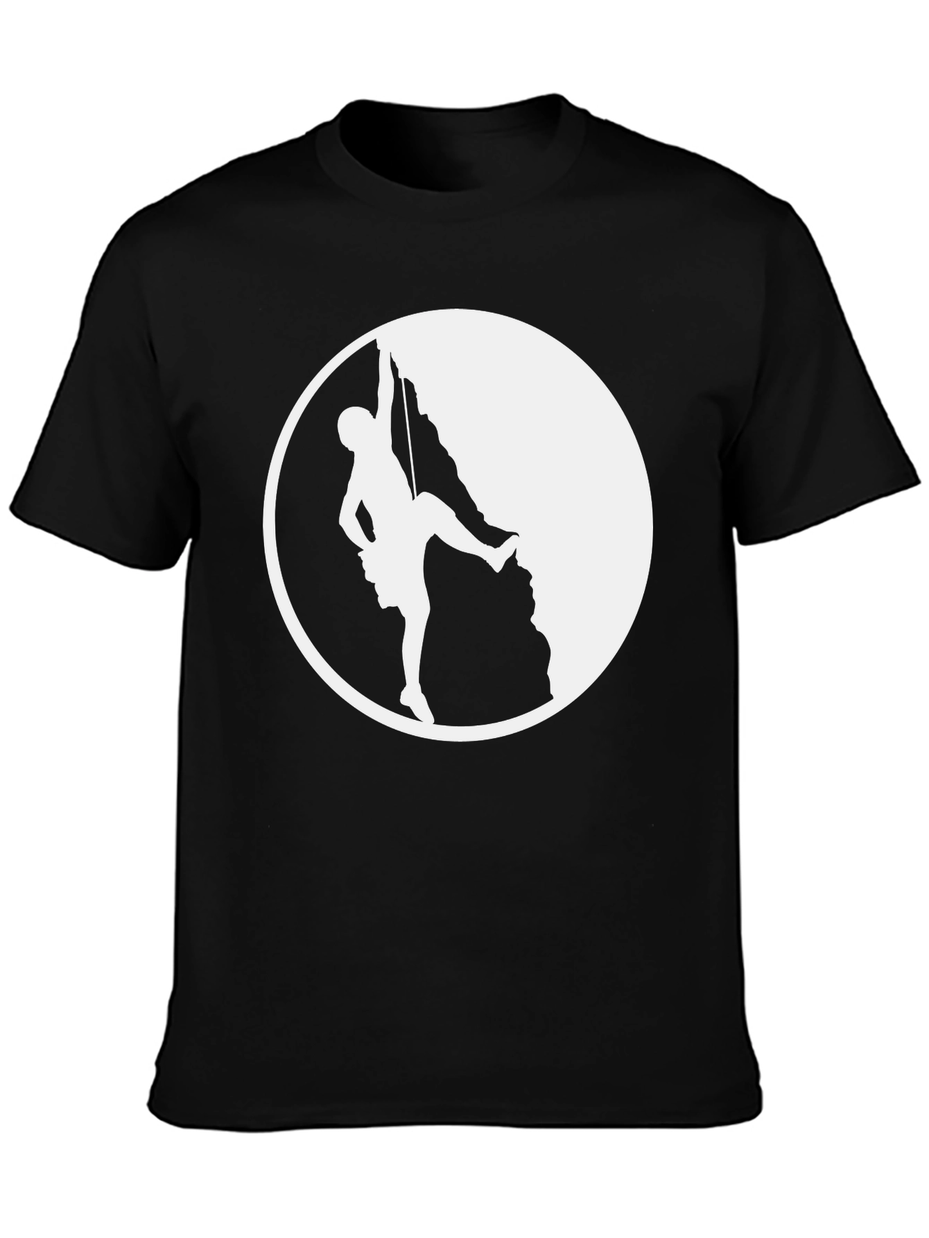 Climber Silhouette Graphic Tee - Black Cotton T-Shirt