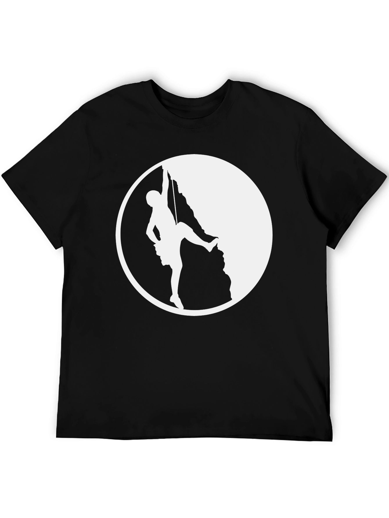 Climber Silhouette Graphic Tee - Black Cotton T-Shirt