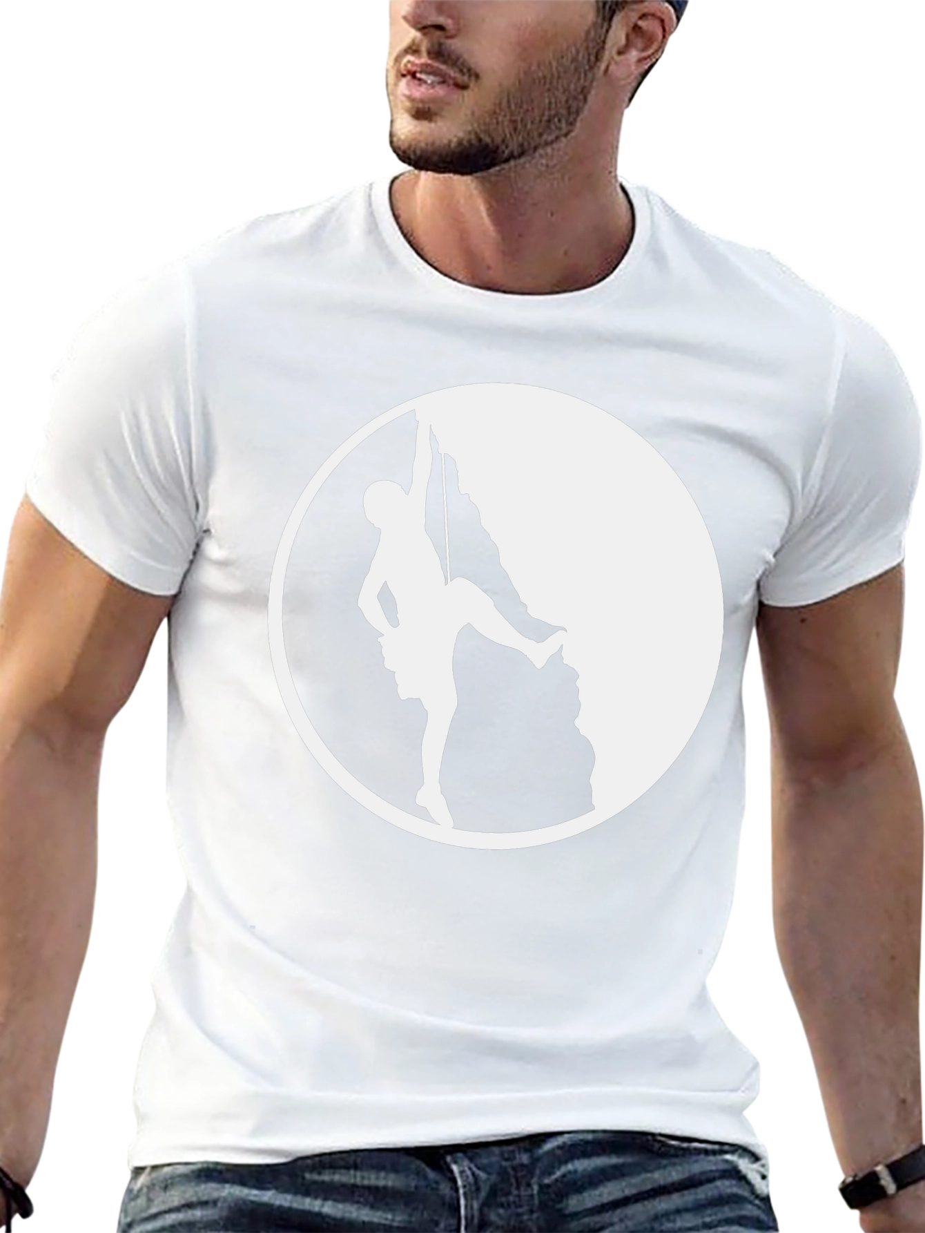 Climber Silhouette Graphic Tee - Black Cotton T-Shirt