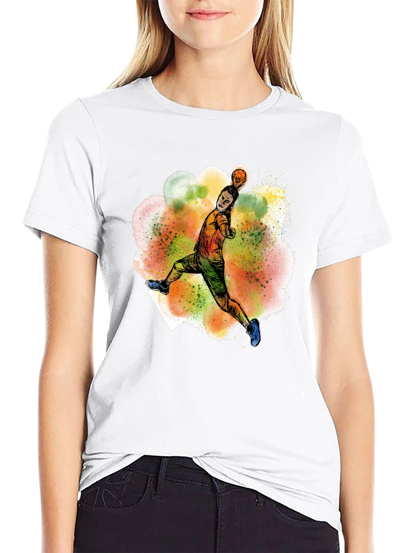 Handball Player Graphic Tee - Stylish Sportswear