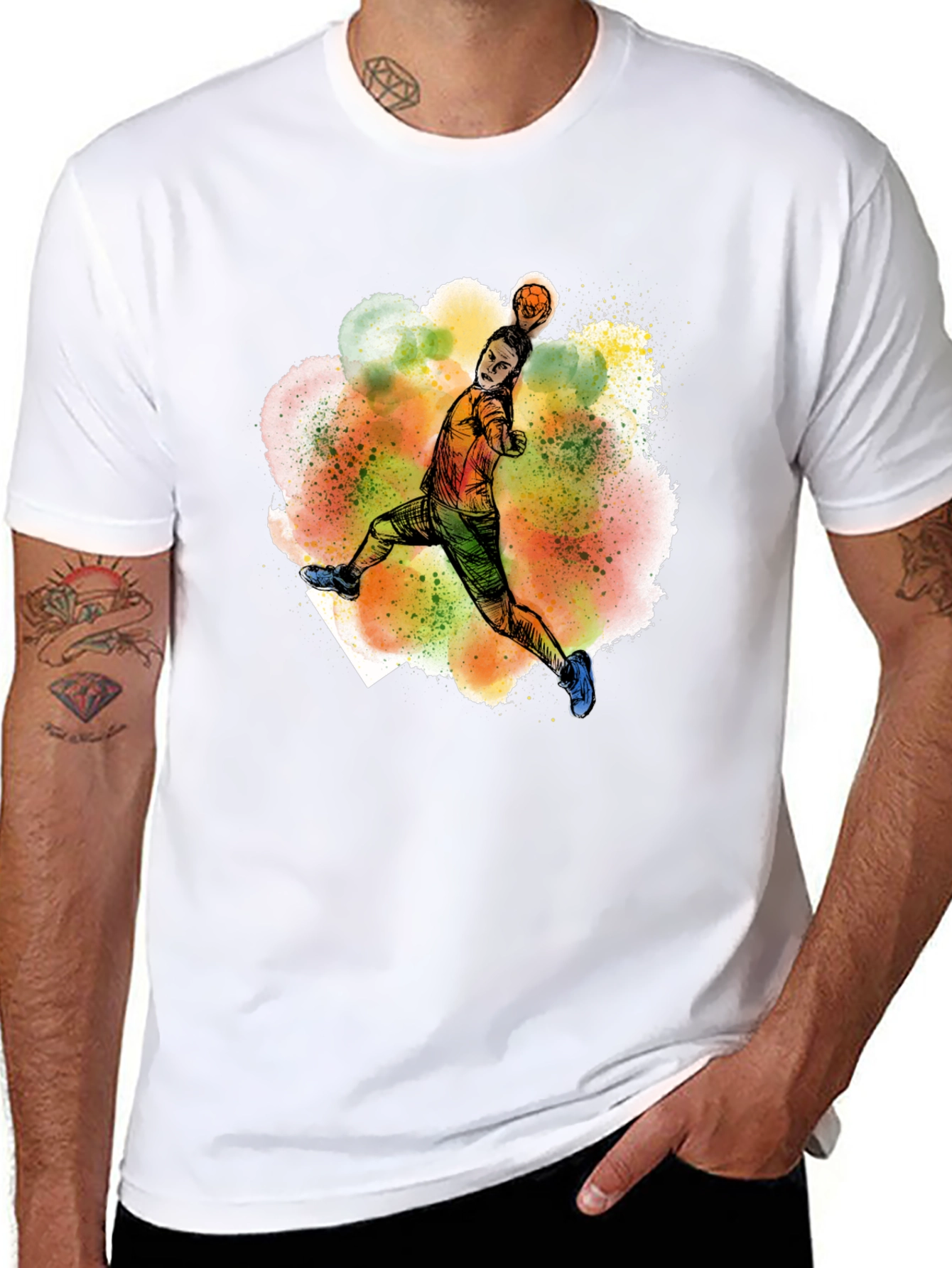 Handball Player Graphic Tee - Stylish Sportswear
