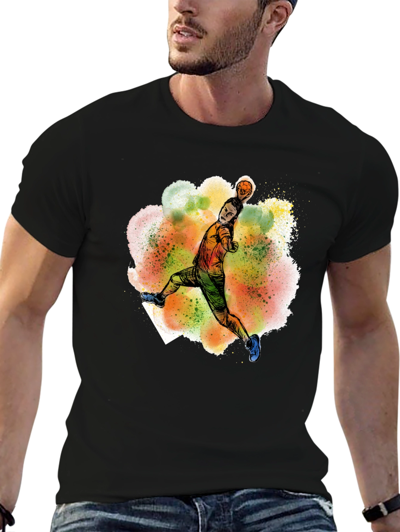 Handball Player Graphic Tee - Stylish Sportswear