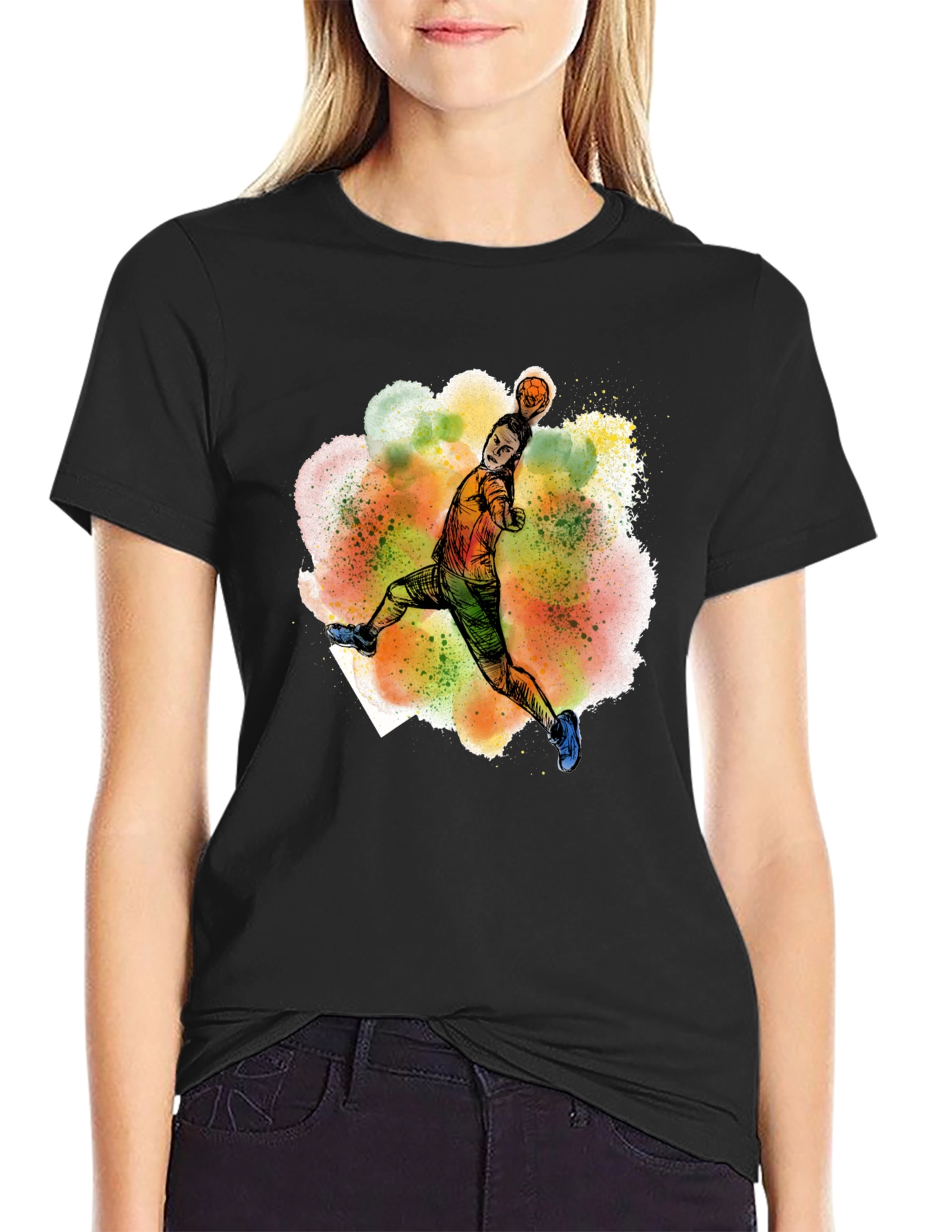 Handball Player Graphic Tee - Stylish Sportswear