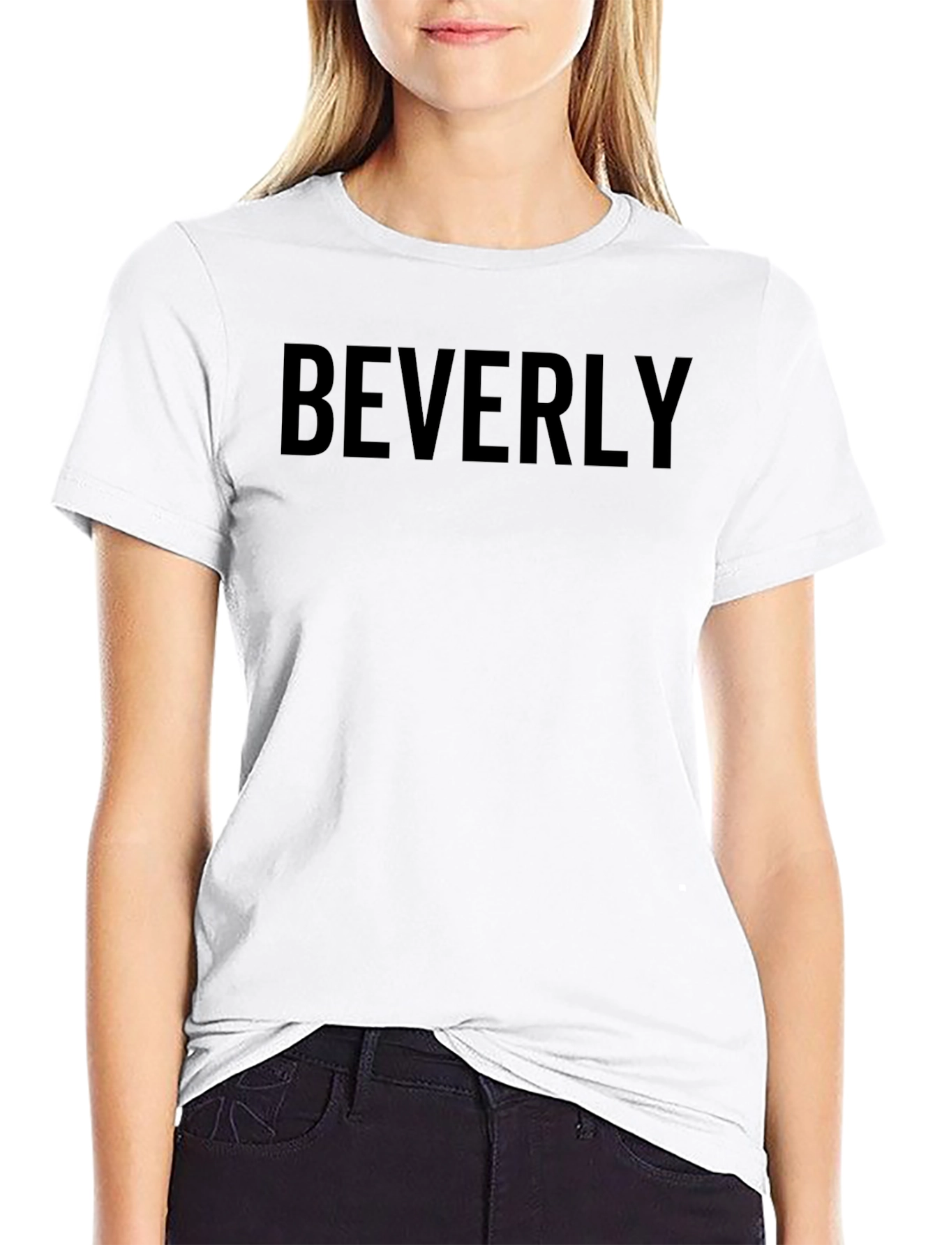Beverly Text Graphic T-Shirt - Classic Crew Neck Tee