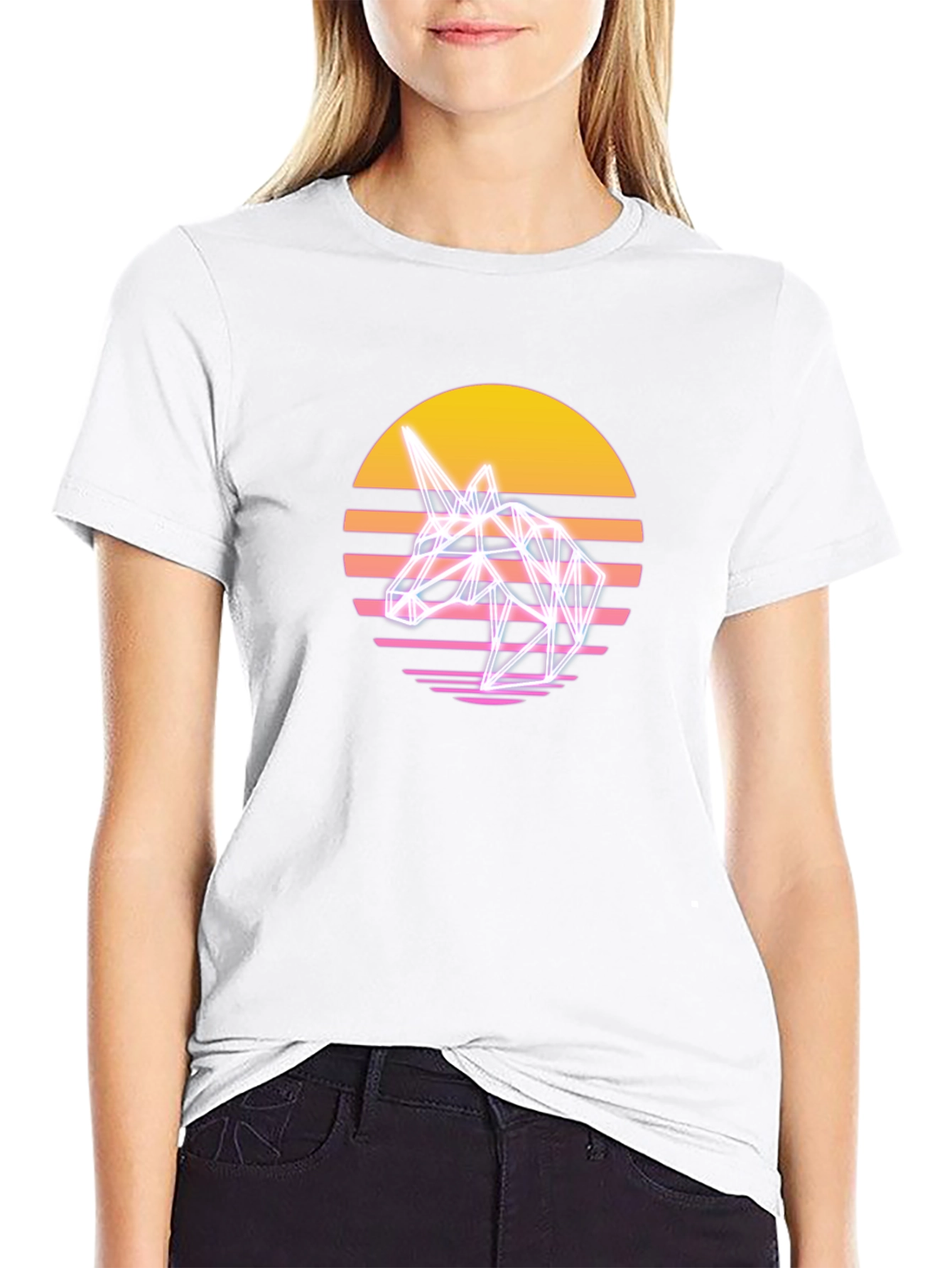 Retro Unicorn T-Shirt - Geometric Style