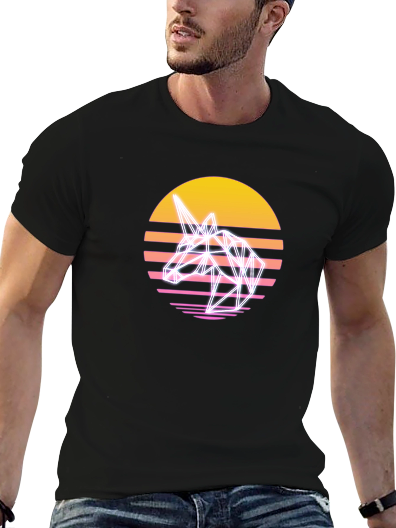 Retro Unicorn T-Shirt - Geometric Style