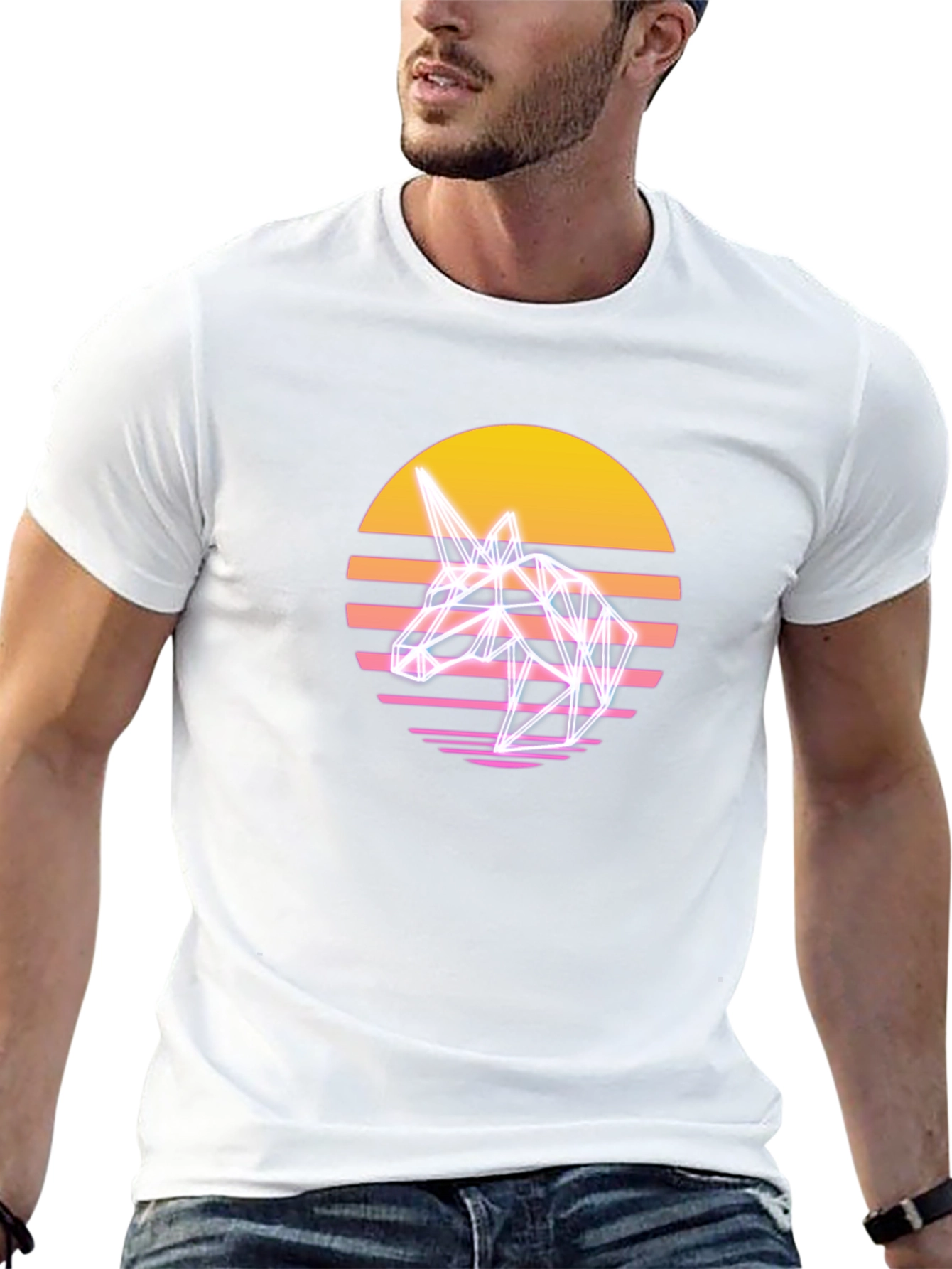 Retro Unicorn T-Shirt - Geometric Style