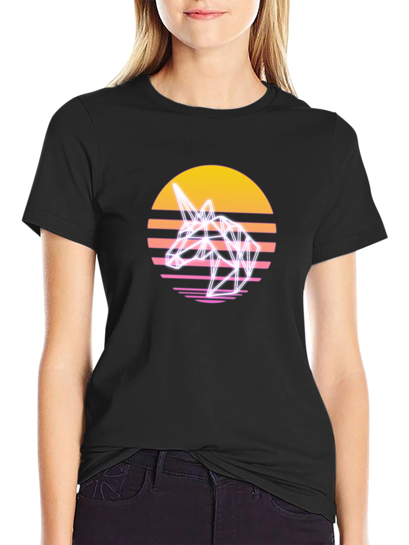 Retro Unicorn T-Shirt - Geometric Style