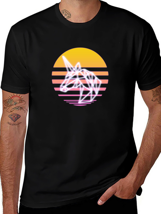 Retro Unicorn T-Shirt - Geometric Style