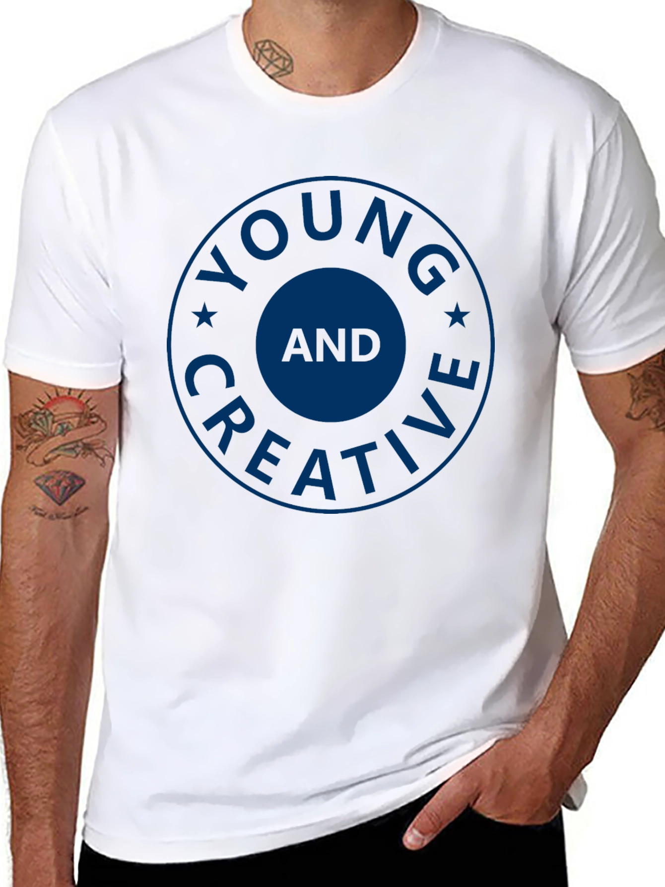 Young and Creative Graphic Tee - Stylish Crew Neck