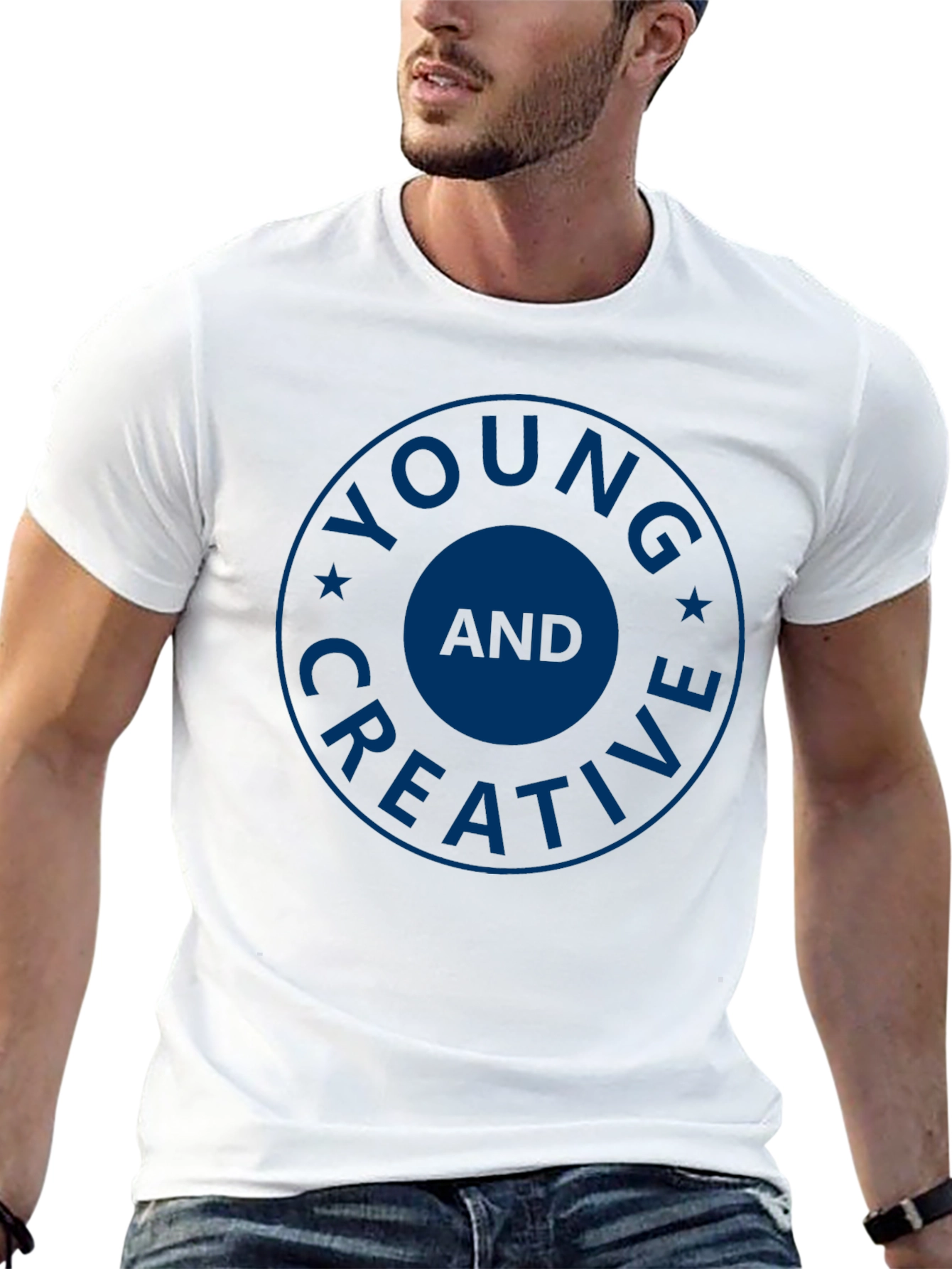 Young and Creative Graphic Tee - Stylish Crew Neck